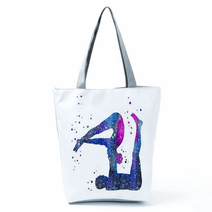 Gift Reusable Tote Watercolor Ballet Dancer Art Print Shoulder Bag Girls Gymnast Casual Women Handbags Travel Eco Shopping Bags