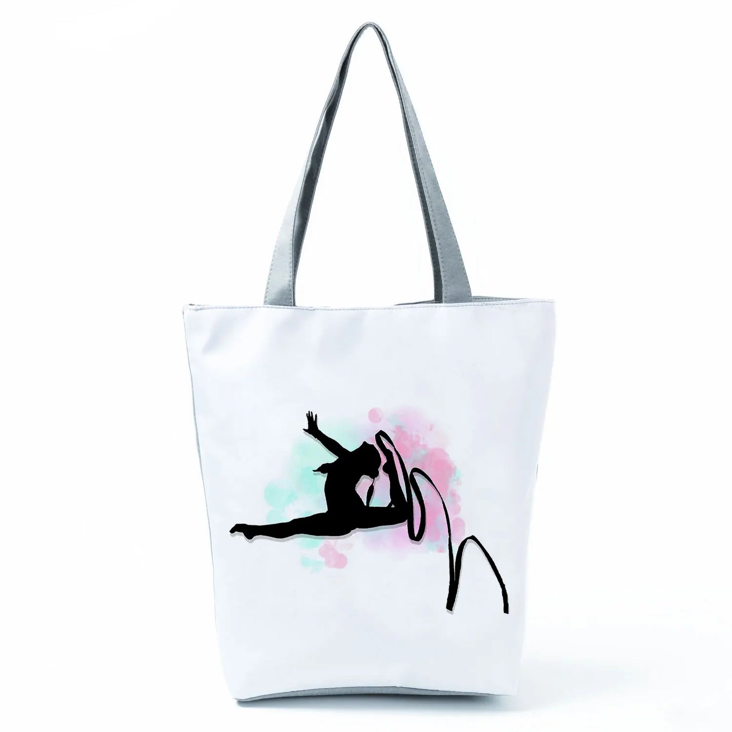 Gift Reusable Tote Watercolor Ballet Dancer Art Print Shoulder Bag Girls Gymnast Casual Women Handbags Travel Eco Shopping Bags