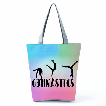 Gift Reusable Tote Watercolor Ballet Dancer Art Print Shoulder Bag Girls Gymnast Casual Women Handbags Travel Eco Shopping Bags