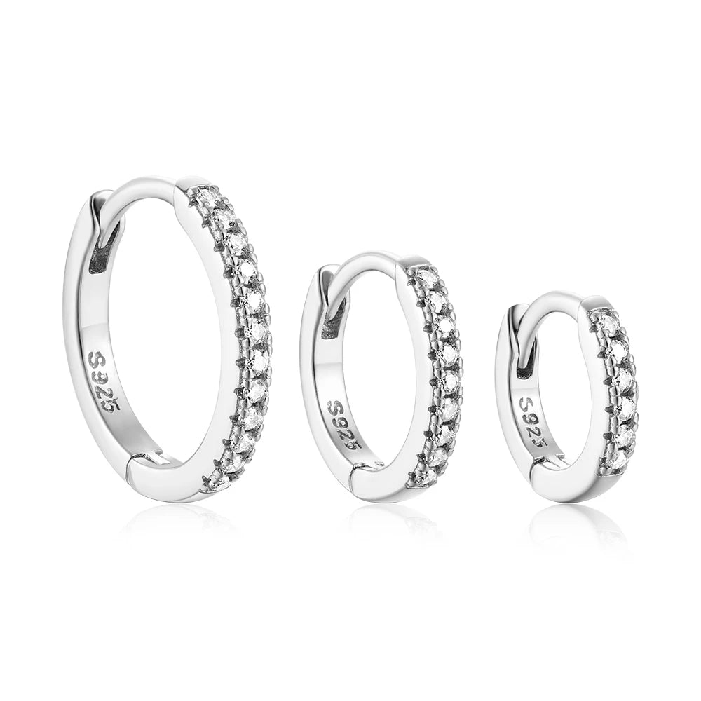 Aide 3pcs 6/8/10mm Moissanite 925 Sterling Silver Classic Versatile Huggie Earrings For Women Minimalist Sparkling Pave Earrings