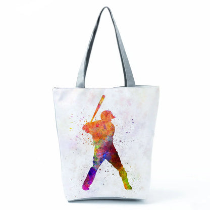 Gift Reusable Tote Watercolor Ballet Dancer Art Print Shoulder Bag Girls Gymnast Casual Women Handbags Travel Eco Shopping Bags