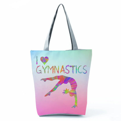 Gift Reusable Tote Watercolor Ballet Dancer Art Print Shoulder Bag Girls Gymnast Casual Women Handbags Travel Eco Shopping Bags