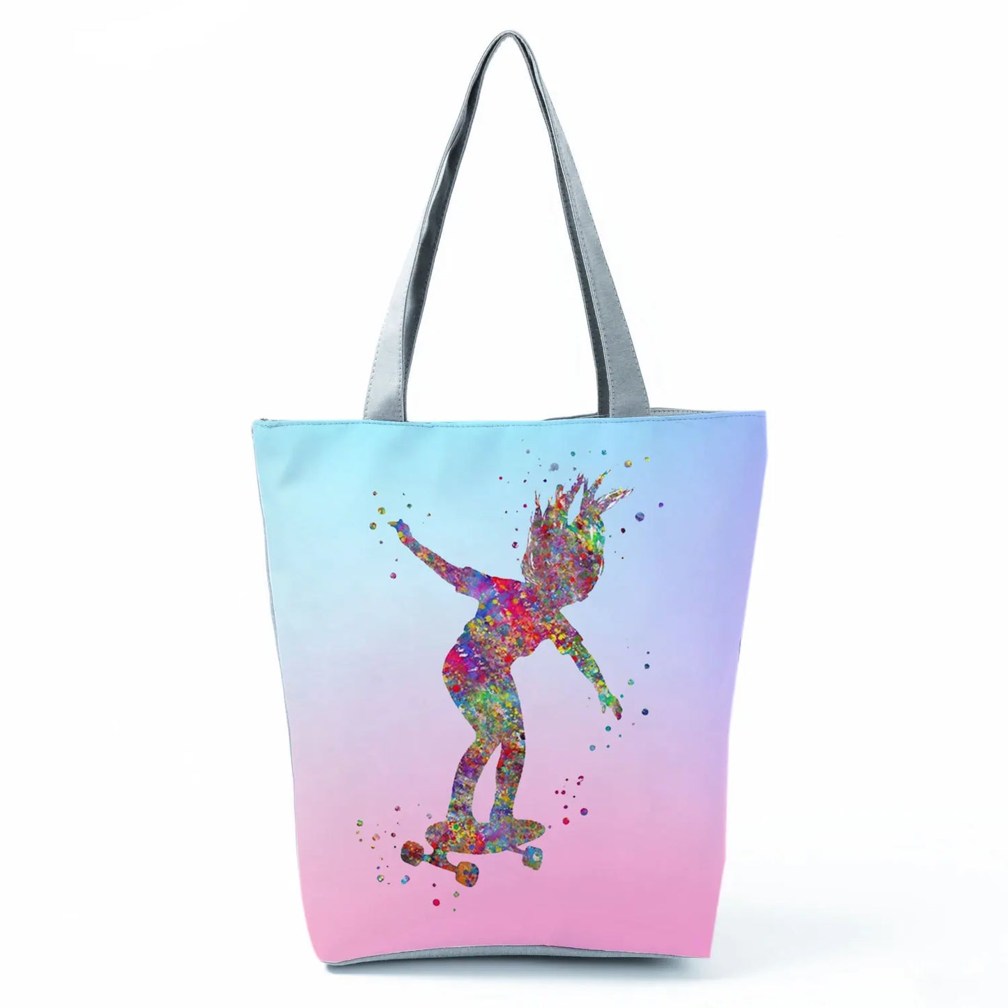 Gift Reusable Tote Watercolor Ballet Dancer Art Print Shoulder Bag Girls Gymnast Casual Women Handbags Travel Eco Shopping Bags