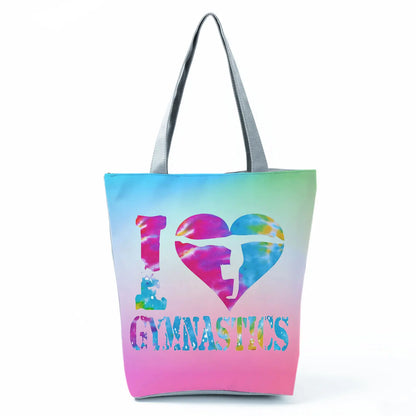 Gift Reusable Tote Watercolor Ballet Dancer Art Print Shoulder Bag Girls Gymnast Casual Women Handbags Travel Eco Shopping Bags