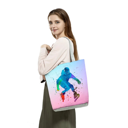 Gift Reusable Tote Watercolor Ballet Dancer Art Print Shoulder Bag Girls Gymnast Casual Women Handbags Travel Eco Shopping Bags