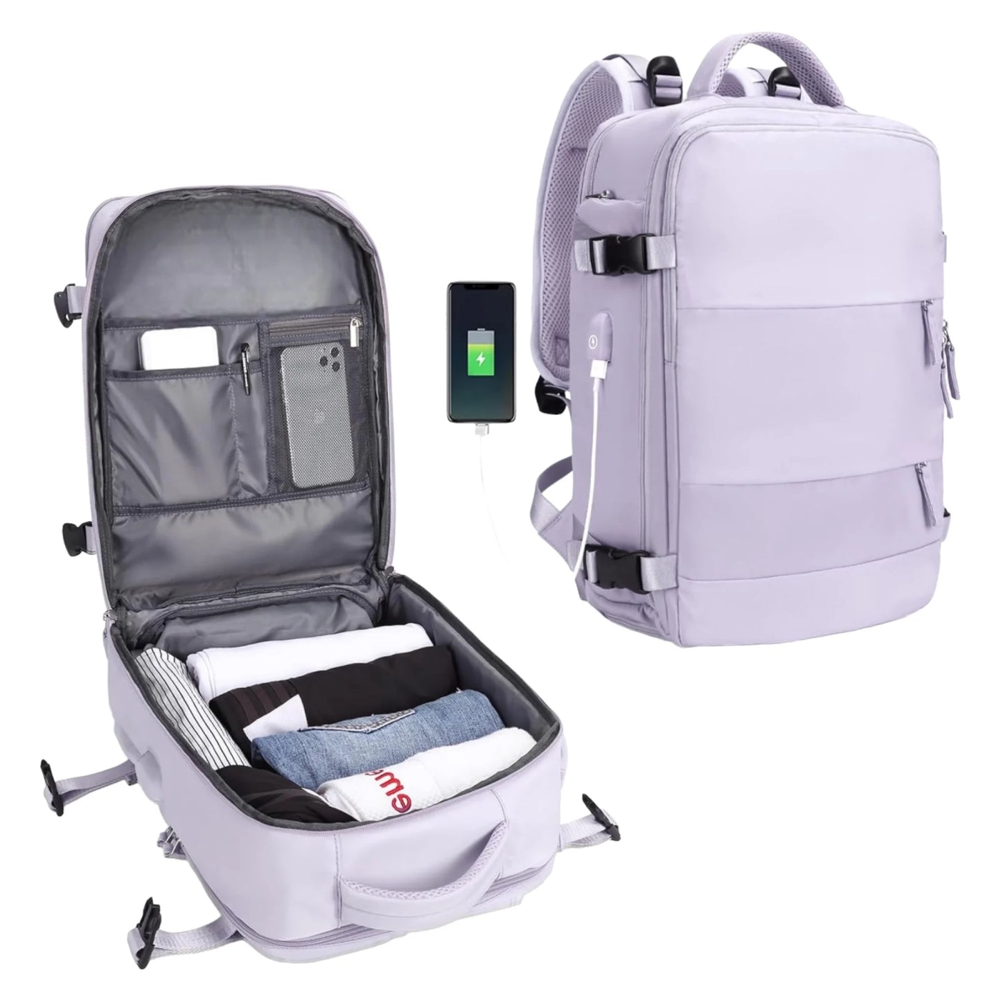 Travel Backpack for Airplane Cabin 45X36X20 for Vueling, Easyjet, Ryanair Waterproof and Spacious Hand Luggage with Shoe Compartment and USB Port Multifunctional Anti-Theft Backpack for Travel and Home (250 2210-001 1288 D1)