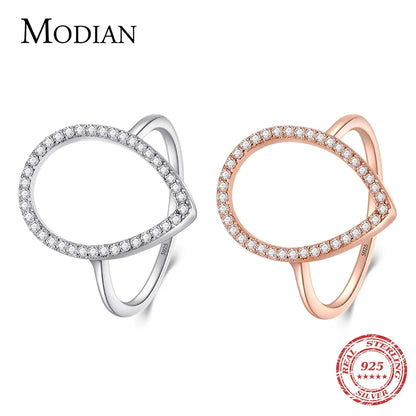 Modian New Fashion Instagram Pear Water Drop Classic Ring Engagement Jewelry Sparkling 100% 925 Sterling Silver Rings For Women