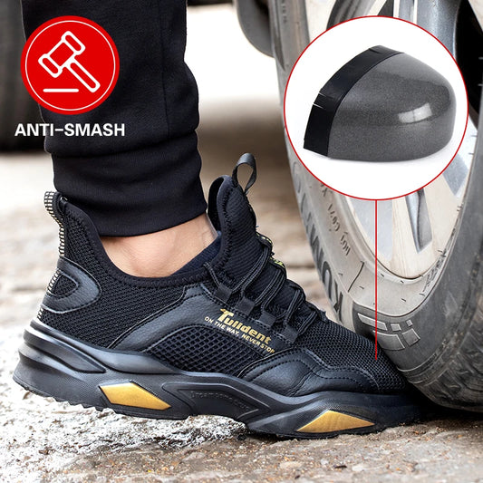 Safety Shoes Men Anti-Smashing Steel Toe Cap Puncture Proof Construction Lightweight Breathable Sneaker Work Boots Women Quality