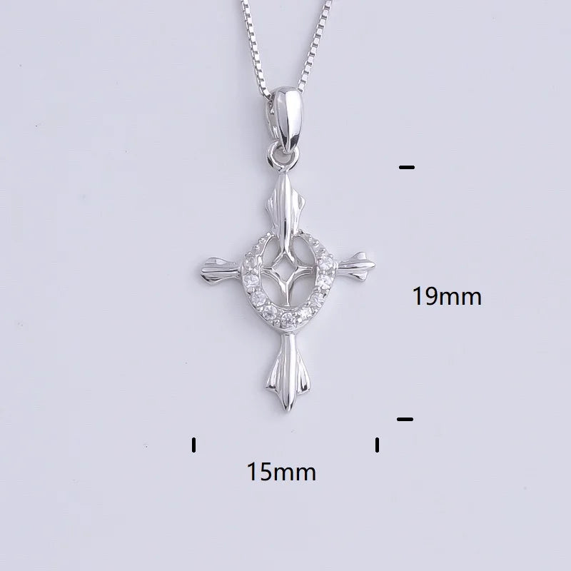 Pekurr 925 Sterling Silver Heart Zircon Templar Cross Necklaces For Women Long Chains Collar Pendants Trinket Jewelry Gift