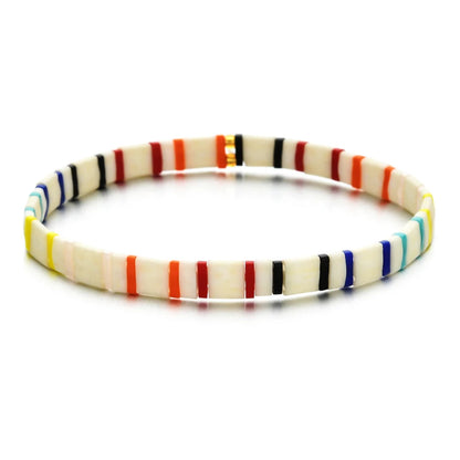 ZMZY Stone Tila Beads Elastic Bracelet For Women Gift 2025 Fashion Colorful Jewellery Rainbow Japan Miyuki Tile Beads Bracelet