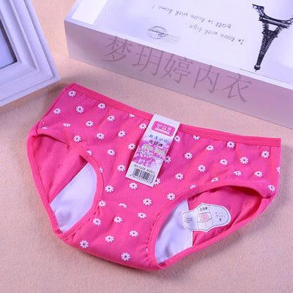 Teenage Girl Leakproof Cute Floral Briefs Cotton Sanitary Physiological Pants For Menstruation Period Young Girls Underwears