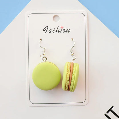 1Pair Drop Earrings Hamburge Colorful Macaroon Resin Craft Creative Dangle Jewelry For Girl And Woman