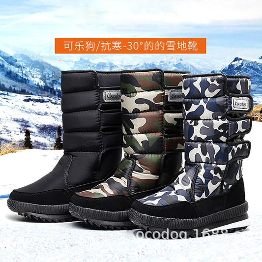 Men Boots platform women snow boots for men thick plush waterproof slip resistant winter Adult shoes Plus size 34 - 47 2019