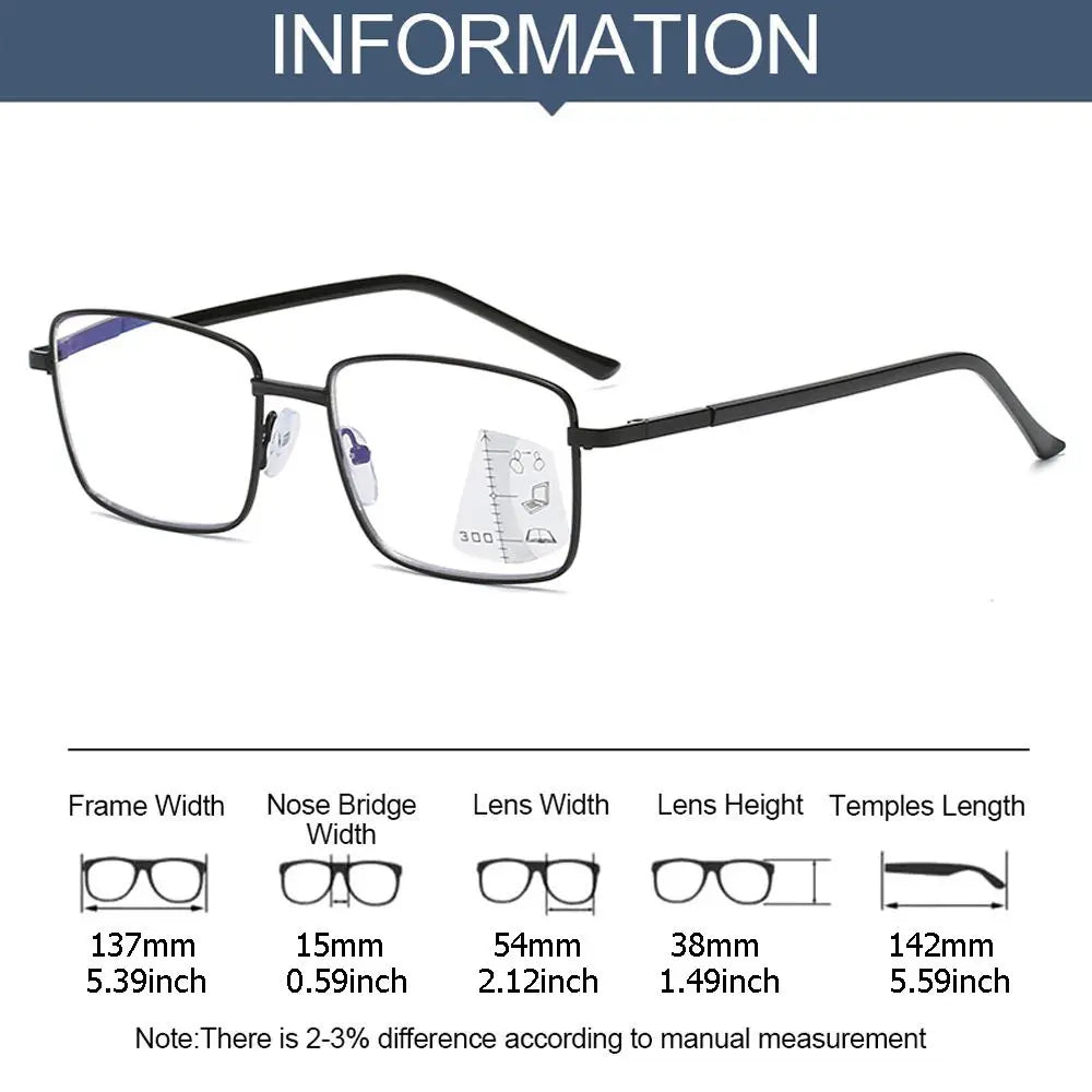 Men Women Progressive Multifocal Vision Diopter Readers Eyeglasses Presbyopia Glasses Reading Glasses Computer Goggles