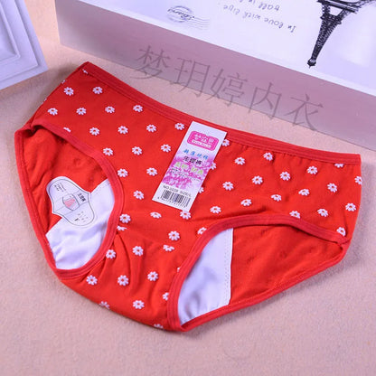 Teenage Girl Leakproof Cute Floral Briefs Cotton Sanitary Physiological Pants For Menstruation Period Young Girls Underwears