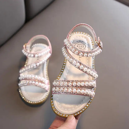 Girl Sandals Summer Fashion Kids Baby Girls Bling Rhinestone Princess Single Sandals For Little Big Girl's Shoes