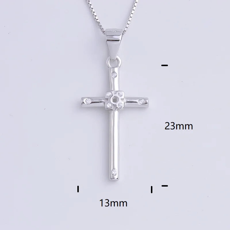 Pekurr 925 Sterling Silver Heart Zircon Templar Cross Necklaces For Women Long Chains Collar Pendants Trinket Jewelry Gift