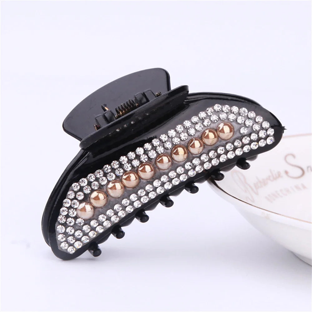 New Glitter Rhinestone Hair Claws for Women Alloy Hairpins Crab Clamp Horsetail Grab Clip Fashion Hair Accessories