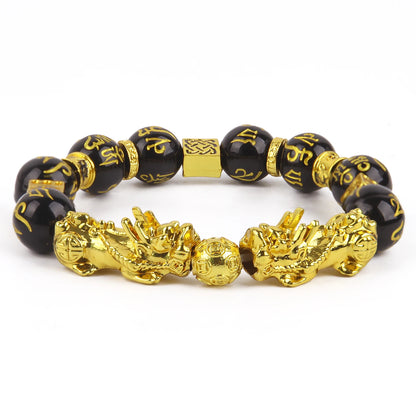 Feng Shui Black Obsidian Wealth Bracelet Good Luck Wristband Jewellery