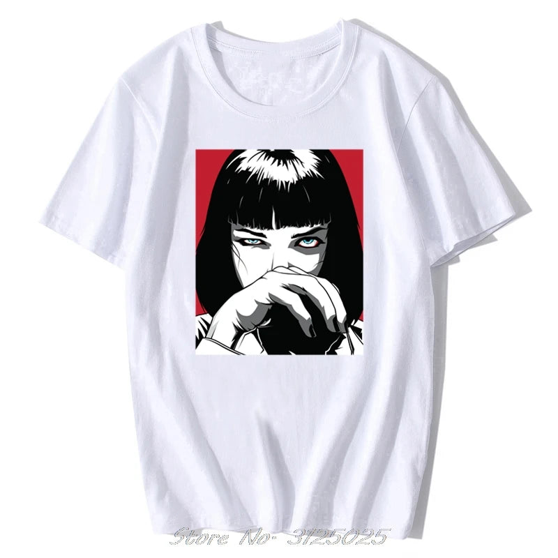 Quentin Tarantino Pulp Fiction Mia Vintage Men/women Fashion Men Cotton Movie 90S T-shirt Streetwear Punk Rock Aesthetic Clothes