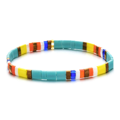 ZMZY Stone Tila Beads Elastic Bracelet For Women Gift 2025 Fashion Colorful Jewellery Rainbow Japan Miyuki Tile Beads Bracelet