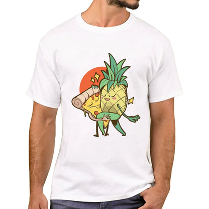 TEEHUB Pizza And Pineapple No One Needs To Know Printed Men T-Shirt Forbidden Love T Shirts Short Sleeve Tshirts Cool Tee