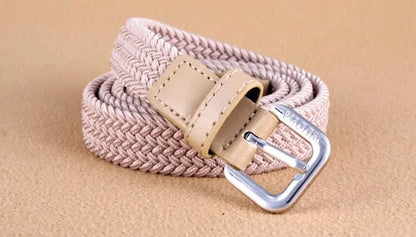 2022 New Casual Kids Belt Woven Stretch Solid Color Men's Fashion Knit Pin Buckle Belt For Boys Girls Designer Belts Wholesale