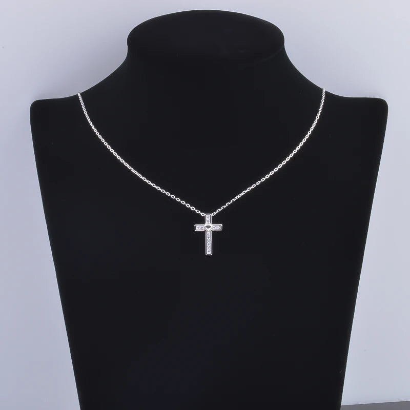 Pekurr 925 Sterling Silver Heart Zircon Templar Cross Necklaces For Women Long Chains Collar Pendants Trinket Jewelry Gift