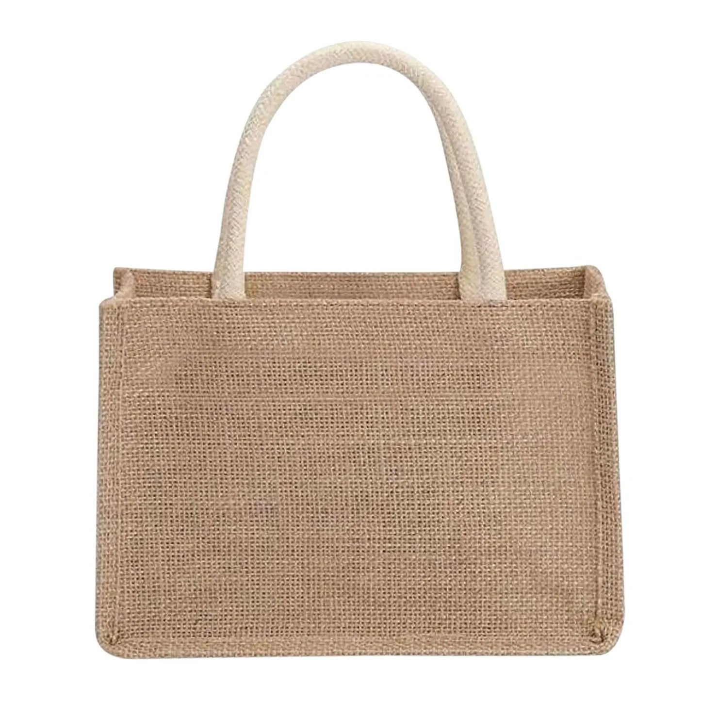 Black Burlap Tote Bag With Handle Linen Eco-Friendly Handbags Large Capacity Portable Commuter Packages Versatile Shopping Bags