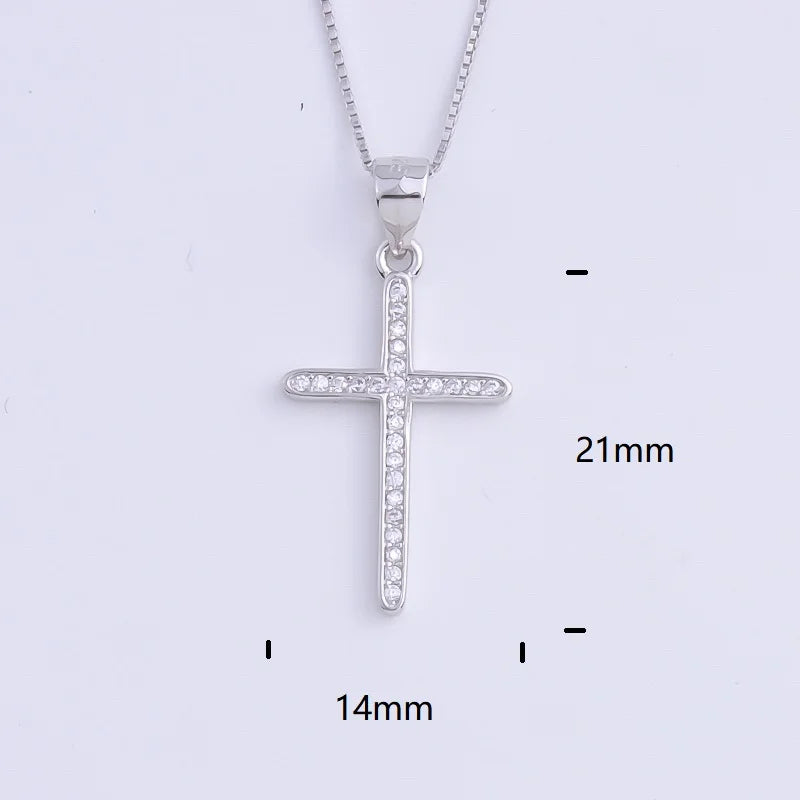 Pekurr 925 Sterling Silver Heart Zircon Templar Cross Necklaces For Women Long Chains Collar Pendants Trinket Jewelry Gift