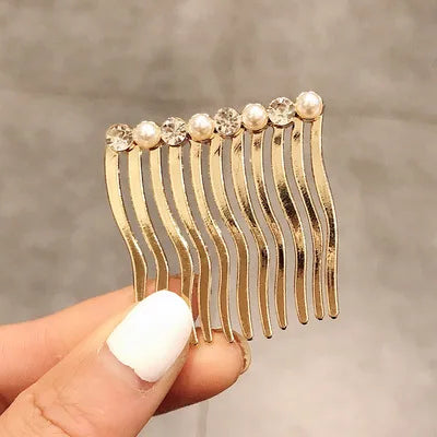 New FashionBoutique Alloy Pearl Rhinestone Row Fork Hair Comb   Barrettes for Women Girl Accessories Headwear