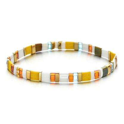 ZMZY Stone Tila Beads Elastic Bracelet For Women Gift 2025 Fashion Colorful Jewellery Rainbow Japan Miyuki Tile Beads Bracelet