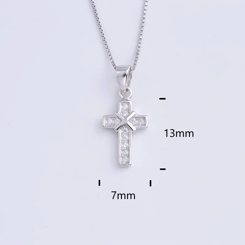 Pekurr 925 Sterling Silver Heart Zircon Templar Cross Necklaces For Women Long Chains Collar Pendants Trinket Jewelry Gift