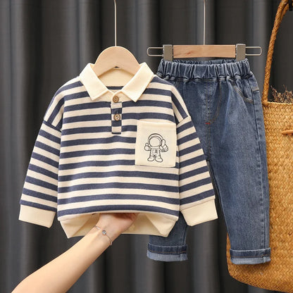 New Spring Autumn Baby Boys Girls Clothes Fashion Striped Children T-Shirt Pants 2Pcs/Set Toddler Casual Costume Kids Tracksuits