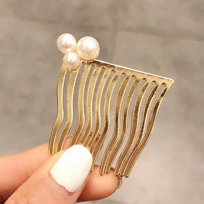 New FashionBoutique Alloy Pearl Rhinestone Row Fork Hair Comb   Barrettes for Women Girl Accessories Headwear