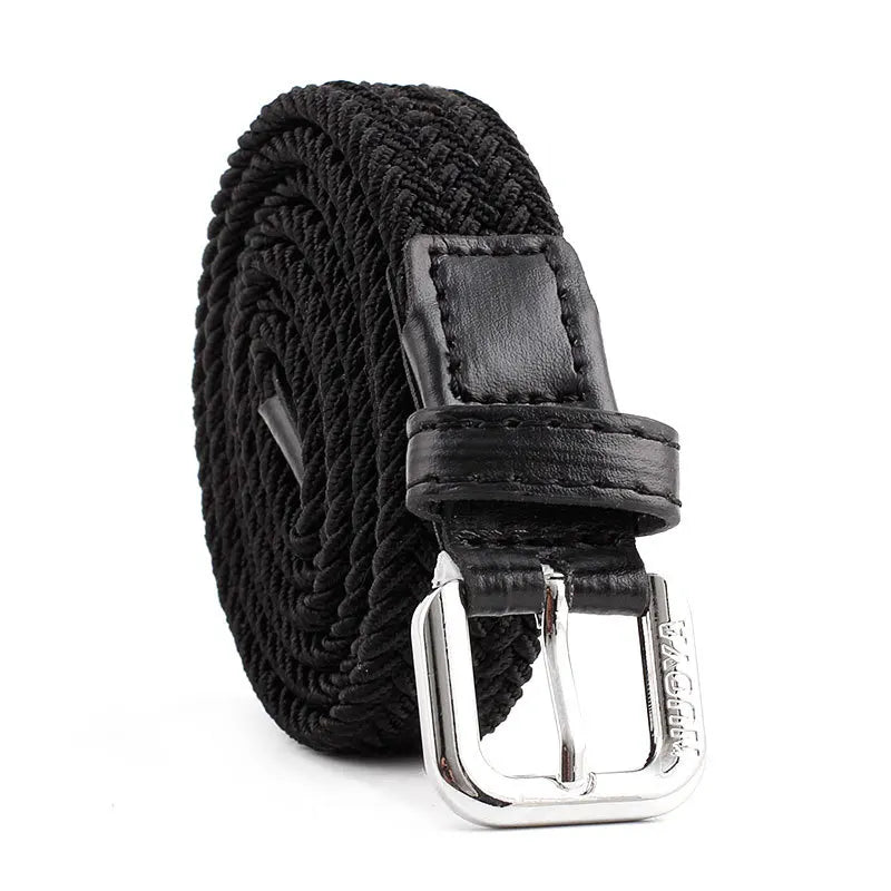 2022 New Casual Kids Belt Woven Stretch Solid Color Men's Fashion Knit Pin Buckle Belt For Boys Girls Designer Belts Wholesale