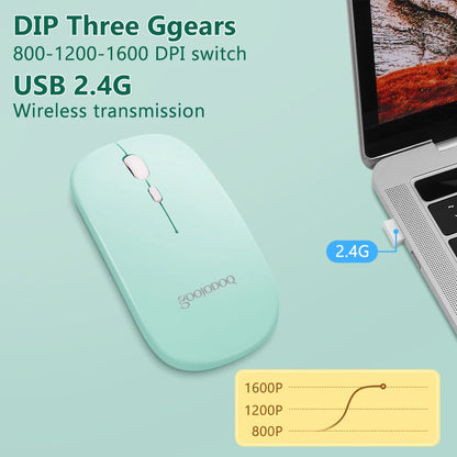 Rechargeable Wireless Bluetooth Mouse for Computer PC iPad Mouse Dual Modes Bluetooth 4.0 + USB Wireless Mouse 3 Adjustable DPI