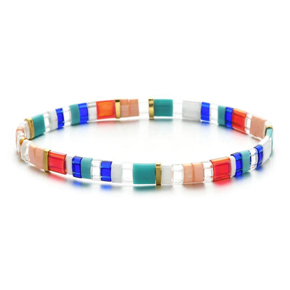 ZMZY Stone Tila Beads Elastic Bracelet For Women Gift 2025 Fashion Colorful Jewellery Rainbow Japan Miyuki Tile Beads Bracelet