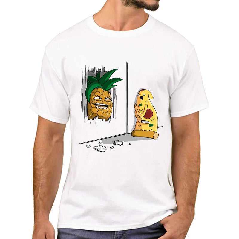 TEEHUB Pizza And Pineapple No One Needs To Know Printed Men T-Shirt Forbidden Love T Shirts Short Sleeve Tshirts Cool Tee