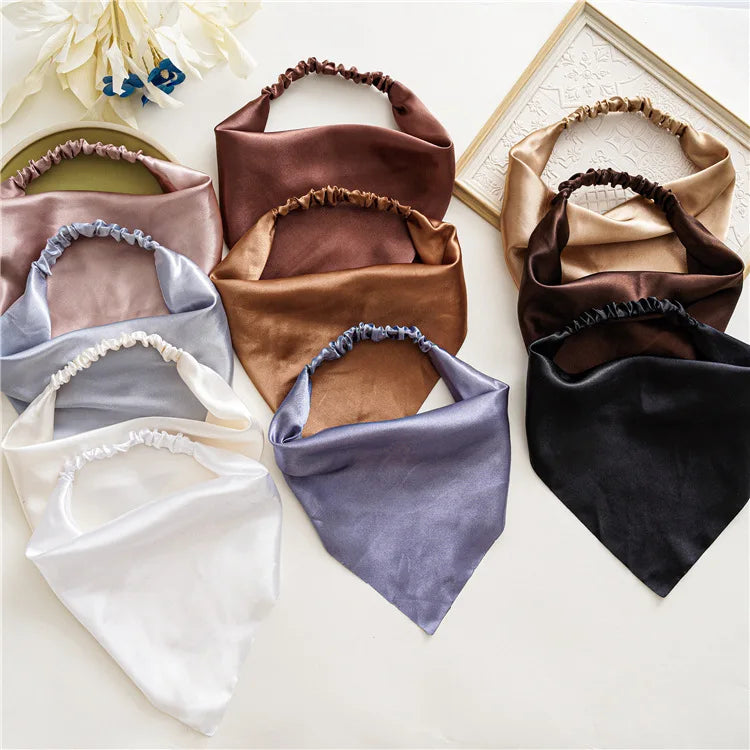 New Fashion Simple Solid Color Cloth Turban Women's Triangle Hair Band Scarf Elastic Headband Hair Accessories Headwear