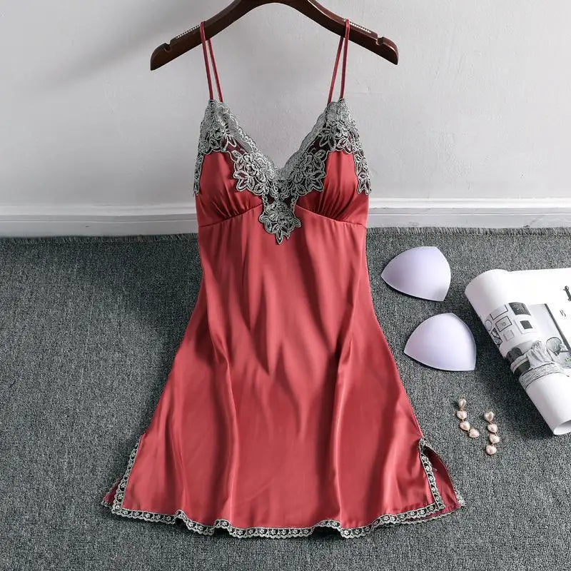 Summer New Satin 2PCS Pajamas Suit Strap Top&Shorts Lady Sexy Nightwear Sleepwear Lace Intimate Lingerie Nightgown Homewear