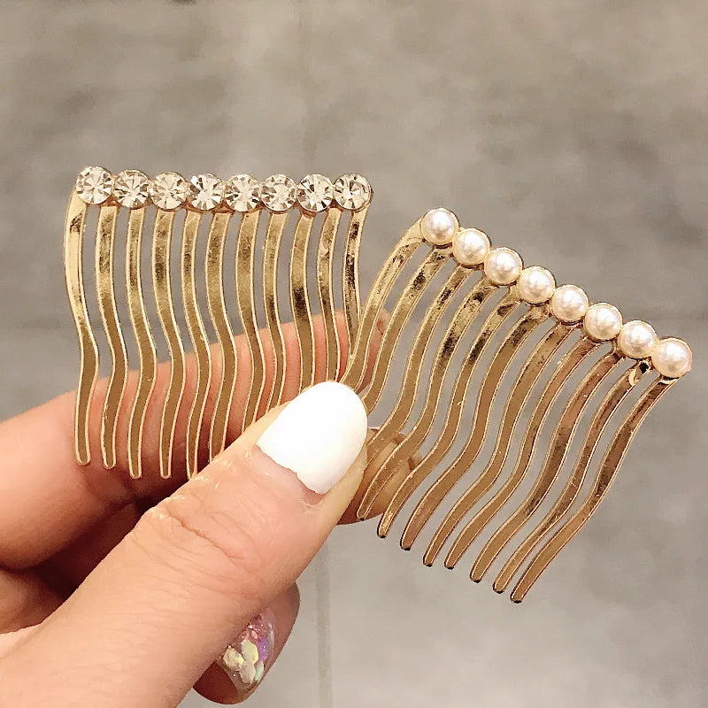 New FashionBoutique Alloy Pearl Rhinestone Row Fork Hair Comb   Barrettes for Women Girl Accessories Headwear