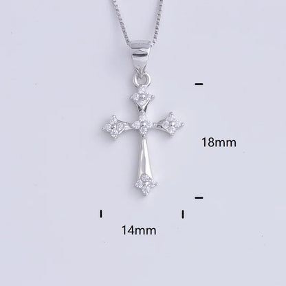 Pekurr 925 Sterling Silver Heart Zircon Templar Cross Necklaces For Women Long Chains Collar Pendants Trinket Jewelry Gift