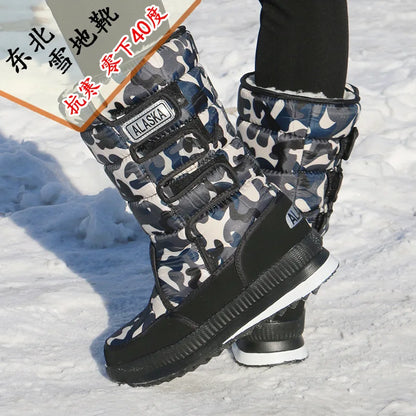 Men Boots platform women snow boots for men thick plush waterproof slip resistant winter Adult shoes Plus size 34 - 47 2019