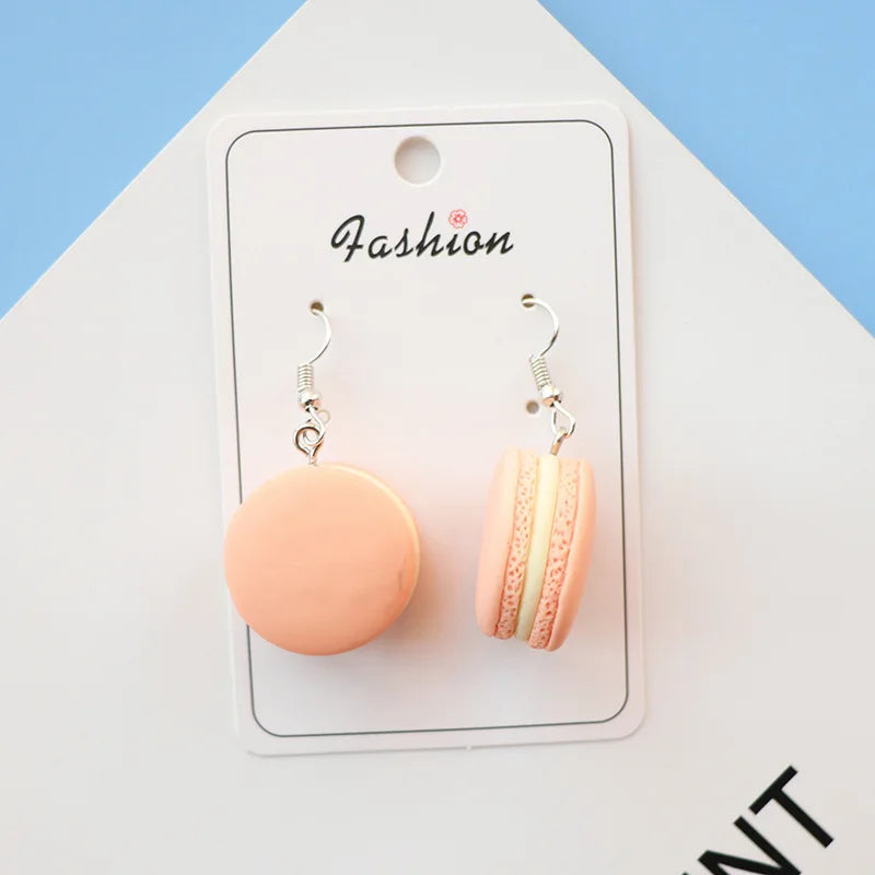 1Pair Drop Earrings Hamburge Colorful Macaroon Resin Craft Creative Dangle Jewelry For Girl And Woman