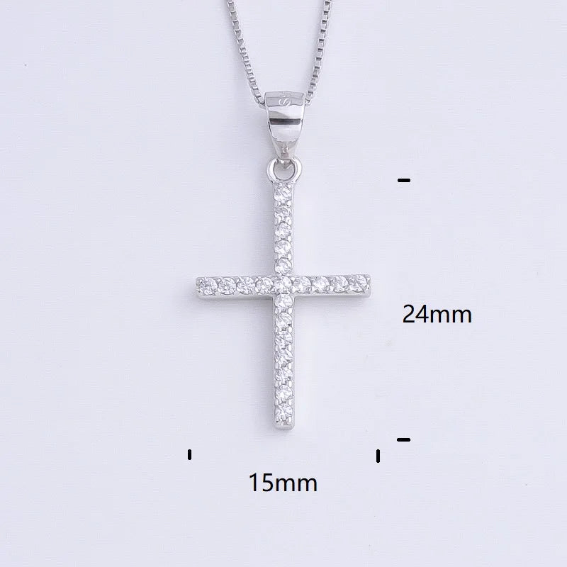 Pekurr 925 Sterling Silver Heart Zircon Templar Cross Necklaces For Women Long Chains Collar Pendants Trinket Jewelry Gift