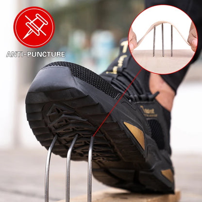 Safety Shoes Men Anti-Smashing Steel Toe Cap Puncture Proof Construction Lightweight Breathable Sneaker Work Boots Women Quality