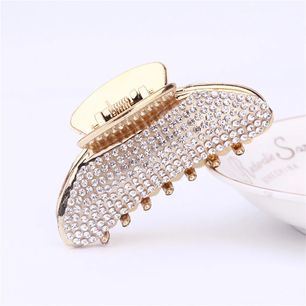 New Glitter Rhinestone Hair Claws for Women Alloy Hairpins Crab Clamp Horsetail Grab Clip Fashion Hair Accessories