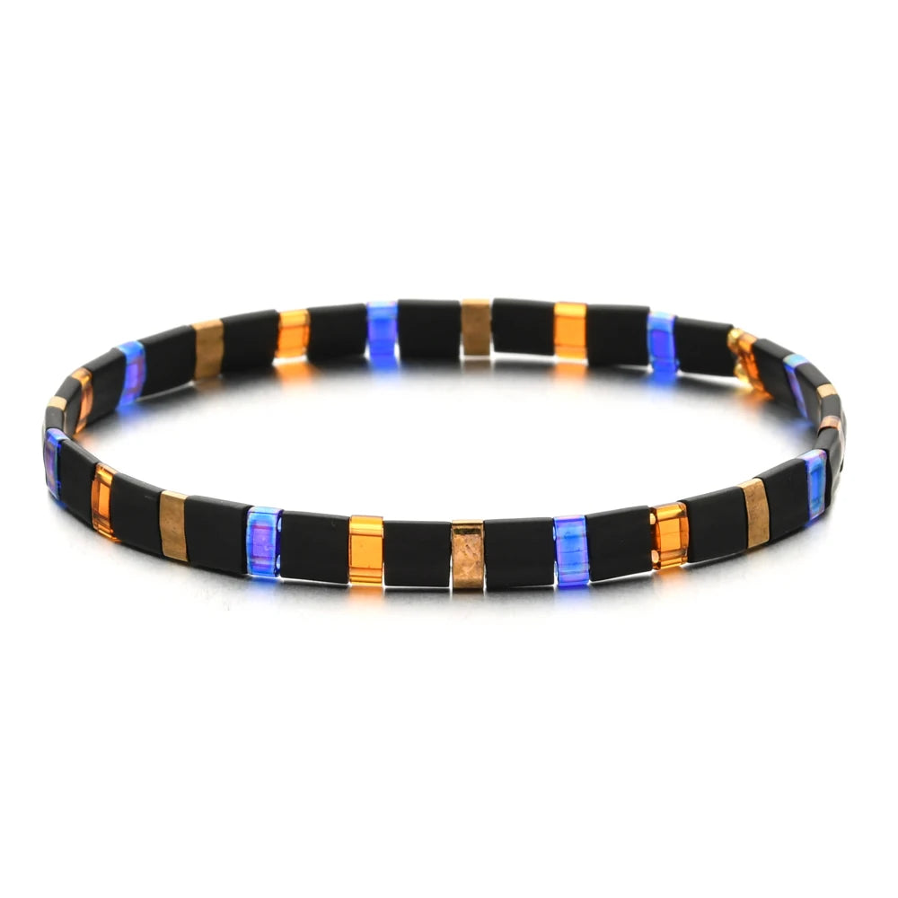 ZMZY Stone Tila Beads Elastic Bracelet For Women Gift 2025 Fashion Colorful Jewellery Rainbow Japan Miyuki Tile Beads Bracelet