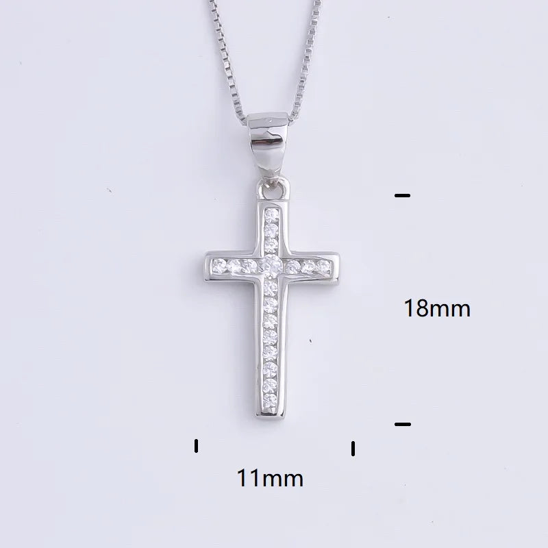 Pekurr 925 Sterling Silver Heart Zircon Templar Cross Necklaces For Women Long Chains Collar Pendants Trinket Jewelry Gift